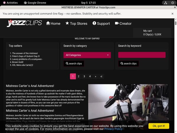 Mistress Jennifer Carter Discount Page